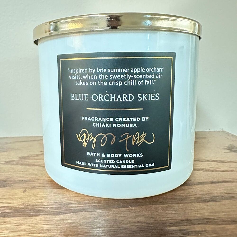 BBW Blue Orchard Skies Large 3 Wick Candle Home Fragrance Decor